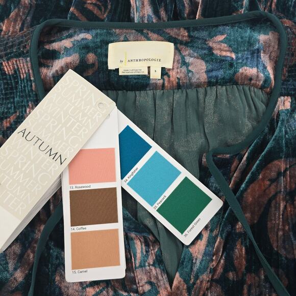 Anthropologie XI Faustine Floral Velvet Blouse – Size S - Fairycore/ Whimsigoth - Picture 4 of 8